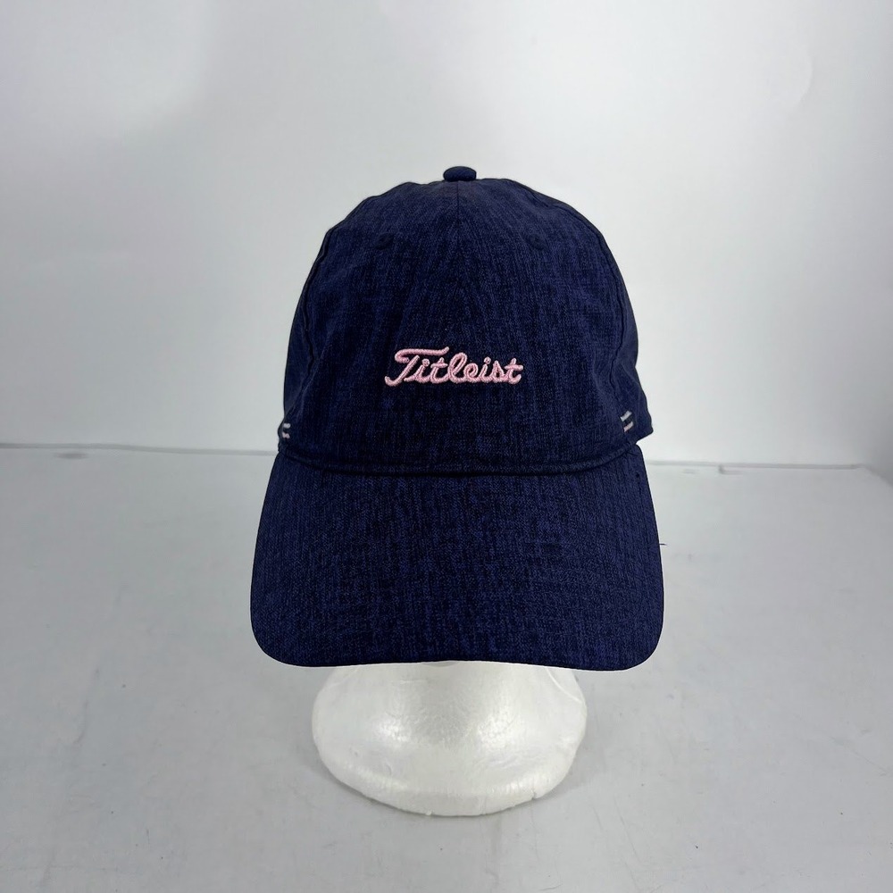 Titleist Golf Hat Navy Blue Heathered Pink Embroidered Logo Adjustable Strap Cap